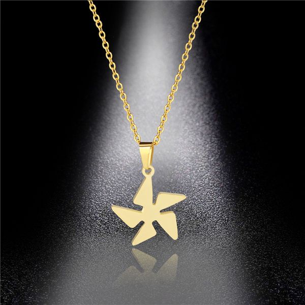 

pendant necklaces childhood memory windmill necklace for kids gold stainless steel women children birthday gifts outside jewelery, Silver