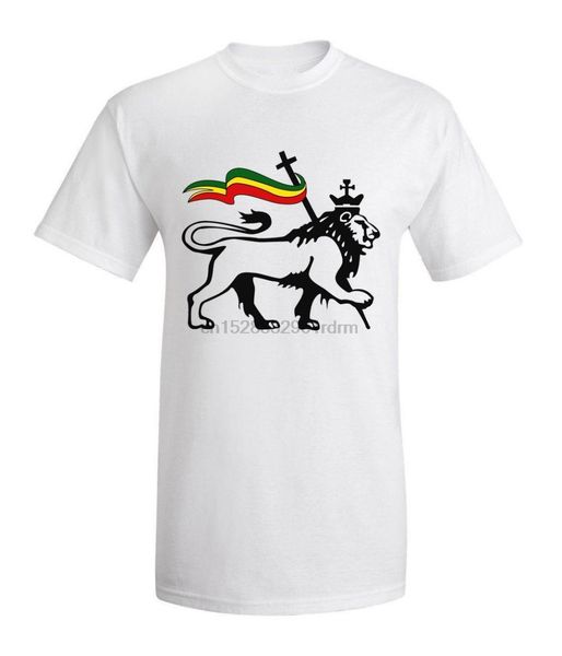 

anime print tee lion of judah carrying rastafari flag artwork mens clothing white t shirt 100% cotton shirts