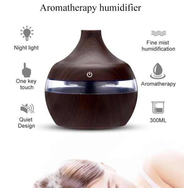 

essential oils diffusers electric humidifier aroma oil diffuser ultrasonic wood grain air usb mini mist maker led light for