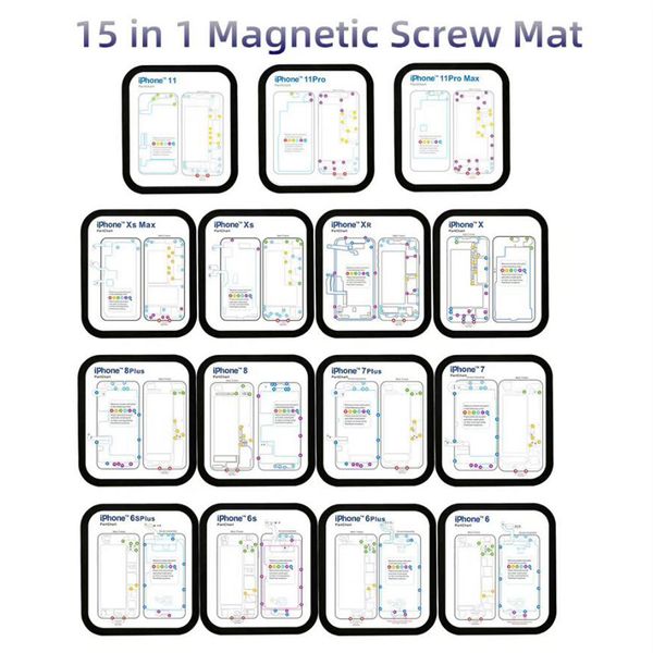 iPhone 6 6S 15 1 Manyetik Vidalar Mat Kaleci Bellek Grafik Mat 7 1 Tamir 8 x XS Max XR Söküm 12 Kılavuzu Pad Tüm 1 Set