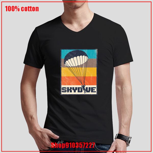 

skydive retro extreme sports skydiver parachute skydiving print v-neck t-shirt harajuku cartoon t-shirt party funny t-shirts