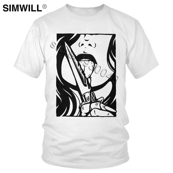 

опасная девушка с ножом t shirt уникальный дизайн 100% хлопок тройник для мужчин коротким рукавом вокруг шеи киллеров футболки