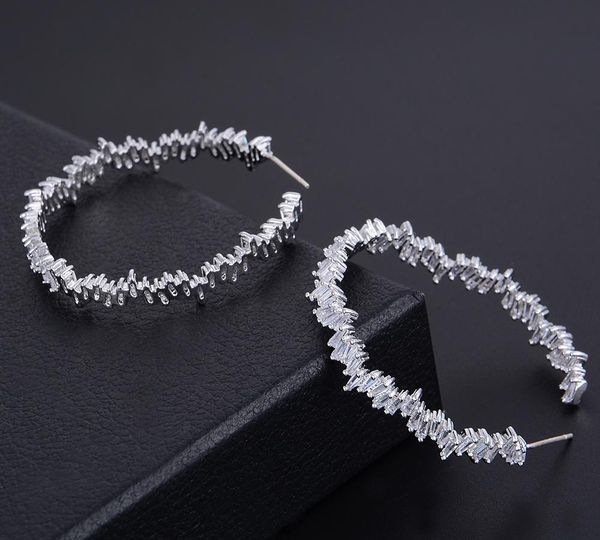 

godki 42mm luxury iregular geometry circle trendy cubic zirconia women wedding party earring high jewelry addiction11, Golden;silver