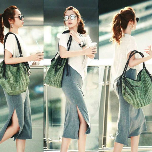 

мода солома женщина сумка на ремне повседневной большой емкость rattan тотализаторов тканой плетеной кисточка ковши lady сумка summer beach