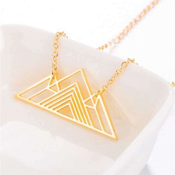 

pendant necklaces women necklace pyramid stainless steel rose gold jewelry on the neck cute chain simple gifts for woman, Silver