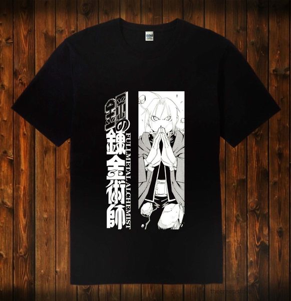 

new full metal alchemist ed ward anime manga black men's fashionable 2019 summer casual hipster pattern tee letter print t shirt