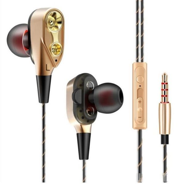 

dual drive stereo earphone in-ear headset earbuds bass earphones for iphone huawei xiaomi 3.5mm earphones with mic (retail)