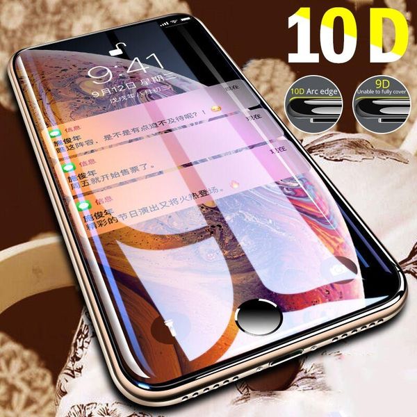 

10d full cover 9h hd tempered glass for iphone x 6/6s 7/8/plus screen protector glass for iphone xr xs max