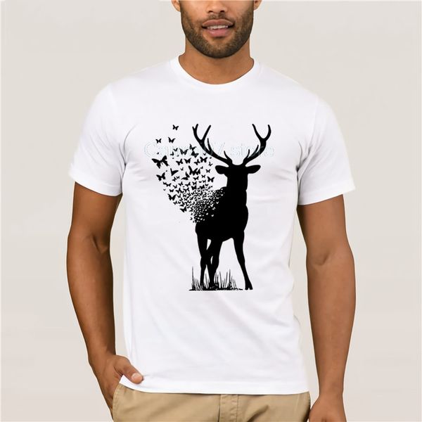 

men's casual fashion t-shirt round neck cool man's deer butterfly men's cartoon fun quality fashion short sleeve men tshirt