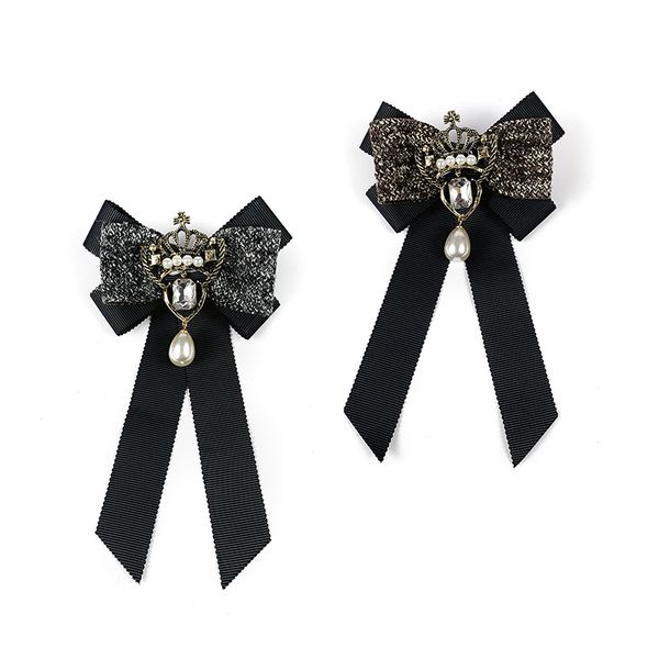 

new fashion male crown bow tie female wild retro small fragrance brooch shirt with jewelry collar brooch, Blue;purple
