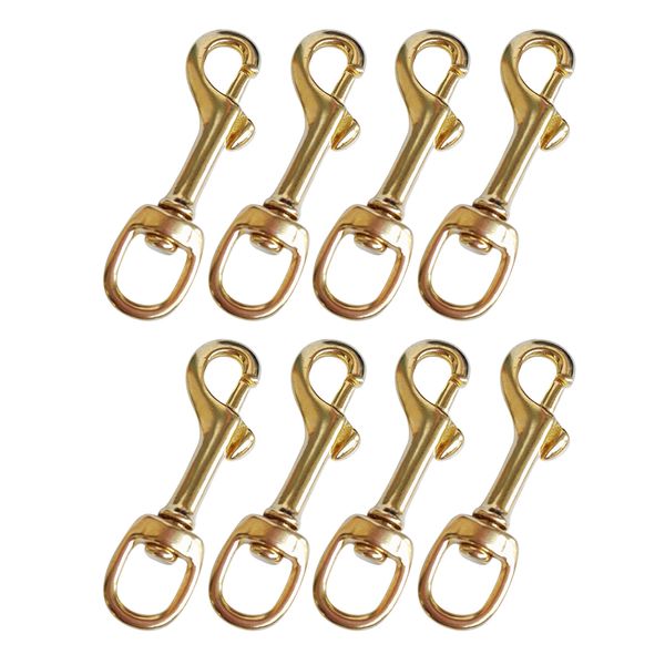 

8 pack scuba dive 3'' brass clip single ended snap bolt & swivel eye for diving pet luggage outdoor sports