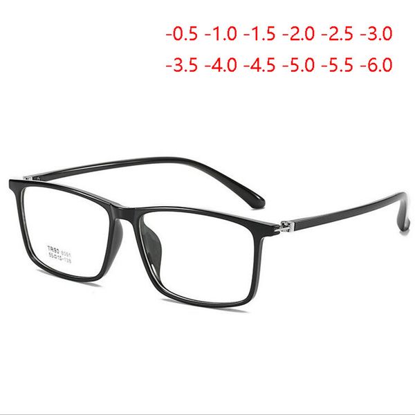 

big frame tr90 nearsighted glasses women comfortable literary square short-sighted eyeglasses men sph -0.5 -1.0 -1.5 to -6.0, White;black