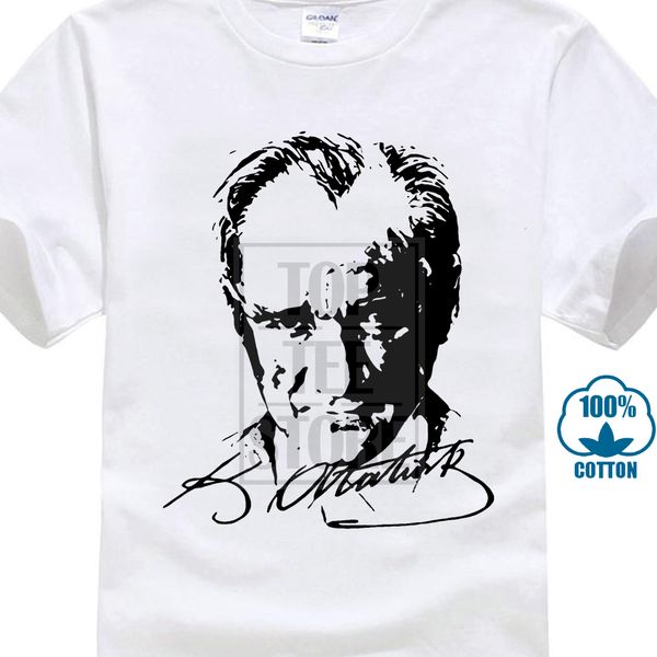 

mustafa kemal ataturk turkiye signature t-shirt tee 2018 o neck t shirts funny broadcloth summer fashion new arrival