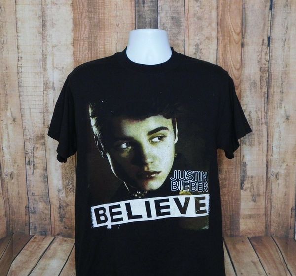 

justin bieber "believe" tour black dual graphic t shirt size medium m brand t-shirt men 2020 fashion