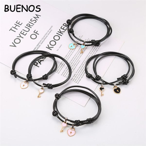 

charm bracelets 2 pcs/lot, arrival couple bracelet alloy key heart lock handmade jewelry rope lovers gifts for women, Golden;silver