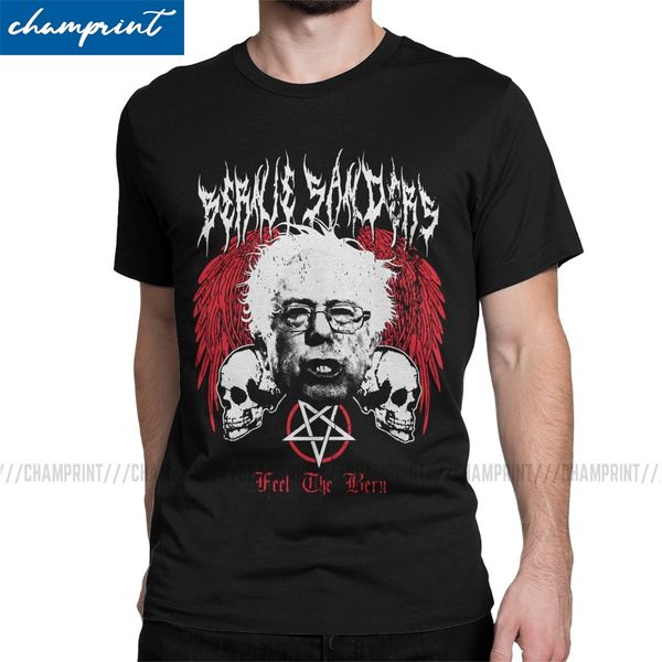 

feel the bern heavy metal bernie sanders men t shirts 2020 president election politics novelty tees gift idea t-shirts