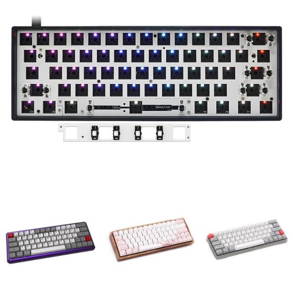 

keyboards custom mechanical keyboard kit 60% wired pcb mounting plate case swappable switch support lighting effects with rgb led
