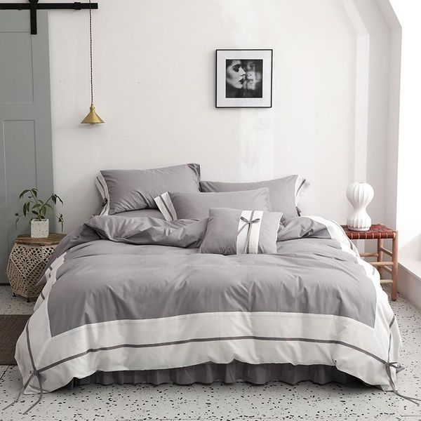 

42 100%cotton white gray shabby patchwork duvet cover bedding set 4/6pieces ultra soft comforter cover bed sheet pillow shams