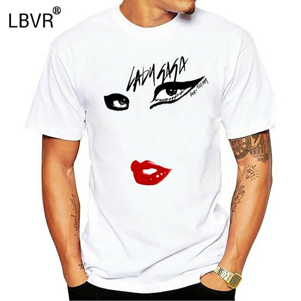 

lady gaga eyes lips born this way white t shirt
