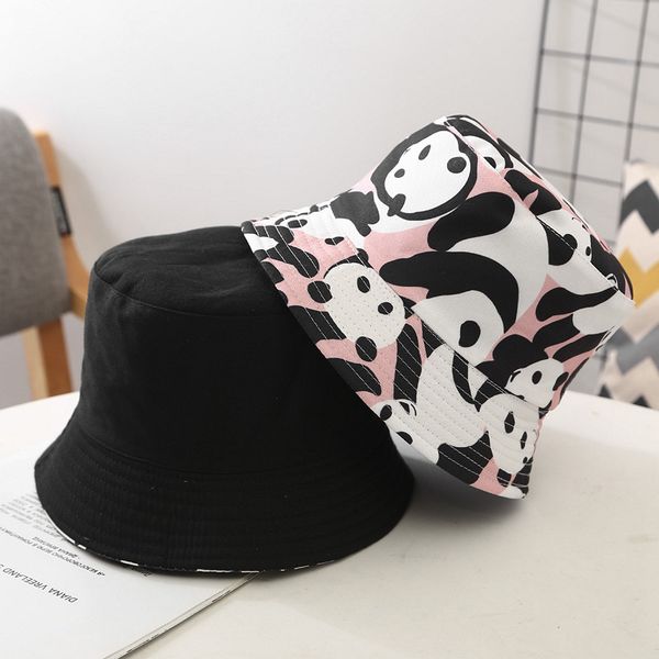 

2020 cute children panda bucket hat foldable summer outdoor bob cap hip hop gorros kids animal panama flat fishing bucket hat