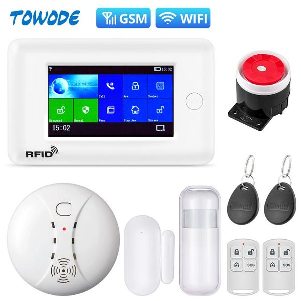 

alarm systems towode pg106 smart home security system 2g anti theft 4.3 inch color screen app remote control pir motion sensor