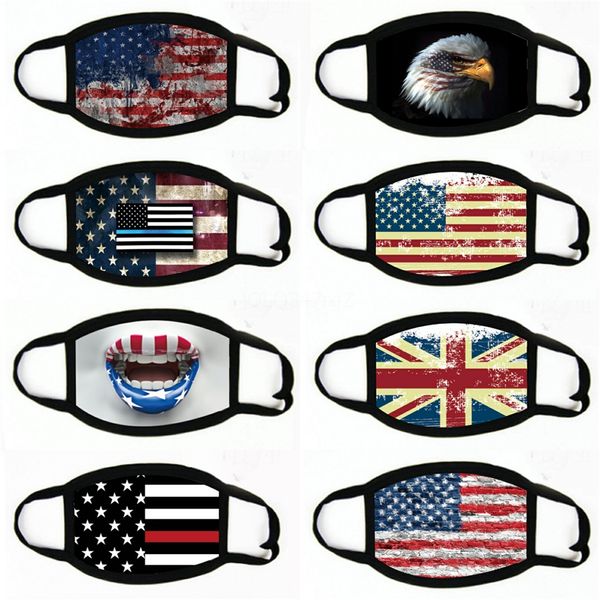 

designer printed face masksponge cloth masks washablemasks ameican flag pattern mouth mask#906, Black
