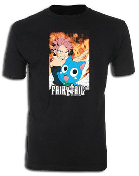 

legit fairy tail natsu happy fire background authentic anime t-shirt 59289 streetwear funny tee shirt