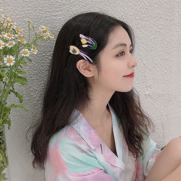 

fflacel new fashion transparent simple shape flower hair clip cute side clip hair accessories mori series head jewelry, Golden;silver