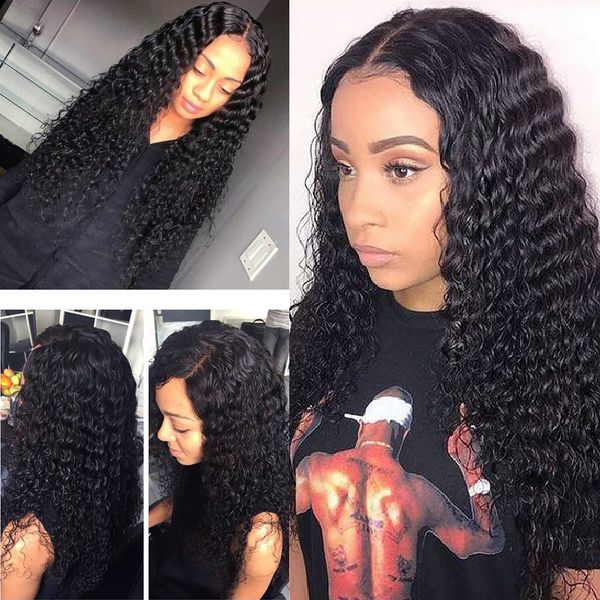 

selling deep wave wig lace front human hair wigs for women 13x6 lace wig remy curly human hair wig pre plucked with baby hair, Black