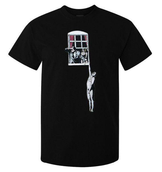 

бэнкси street art window висячие lover men'st рубашка скидка 100% хлопка для мужчин рубашки homme новизна hip hop street t-shirt