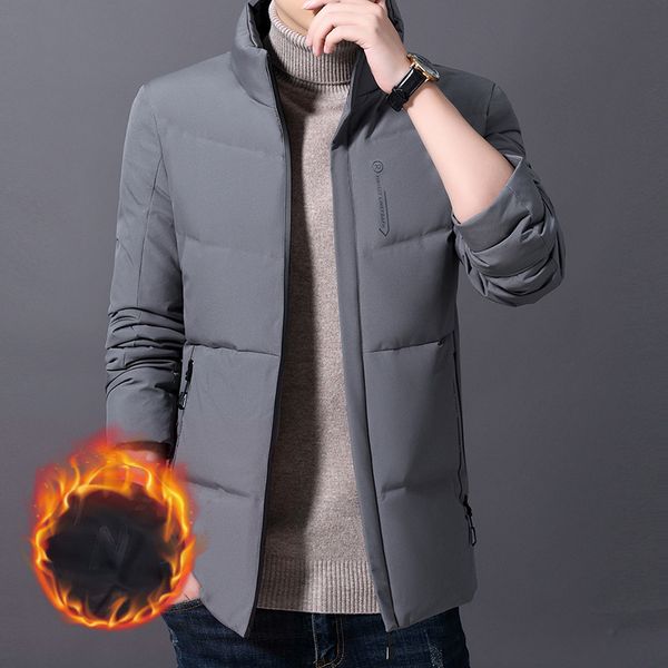

men's down jaet autumn and winter 2020 new style fashion coat warm stand collar youth down coat for men, Black