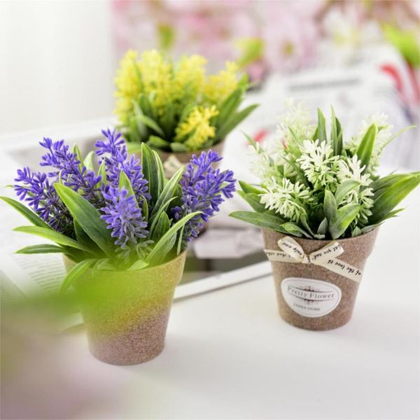 

mini hybrid fake flowers grass with plastic pot bonsai artificial potted flowers for rustic wedding party garden home decor