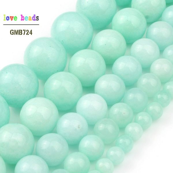 

natural blue amazonite round loose stone beads for jewelry making women bracelet necklace accessories 15" diy 4 6 8 10 12mm