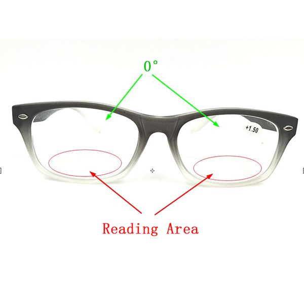 

bifocal reading glasses men women double light gradient black rivets frame diopter eyeglasses +1.0 1.5 2.0 2.5 3.0 3.5 4.0 l2, White;black