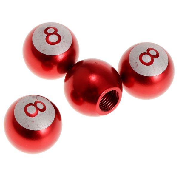 

4 pcs car bicycle wheel tire air valve stems cap dust cover 8 ball red