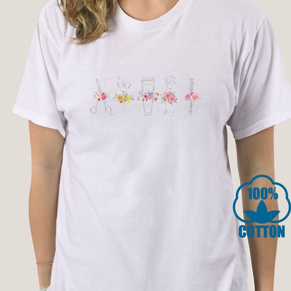 

0199d парикмахер цветочные женские футболки хлопок s-3xl прохладный верхняя майка