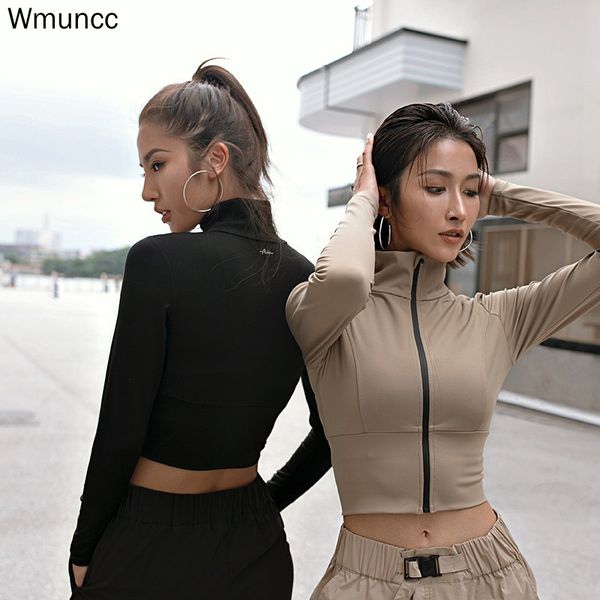 

fitness running jacket women long sleeve training zipper sports shirt quick dry jogging crop workout sportswear