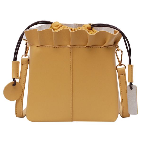 

new wave fashion single shoulder messenger bag korean version of the simple wild bucket bag yellow
