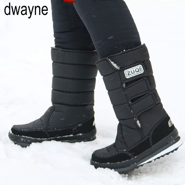 

men boots platform snow boots for men thick plush waterproof slip-resistant winter shoes plus size winter 4526, Black