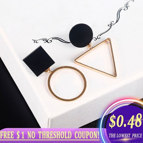 

geometric korean earrings for women accessories round crystal vintage earrings 2020 statement for valentines day gift, Golden;silver