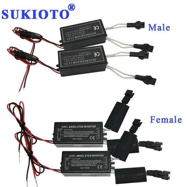 

sukioto 1 pair female male ccfl angel eyes inverter e36 e38 universal 2 outputs inverter ccfl driver e39 e53 ignition blocks box