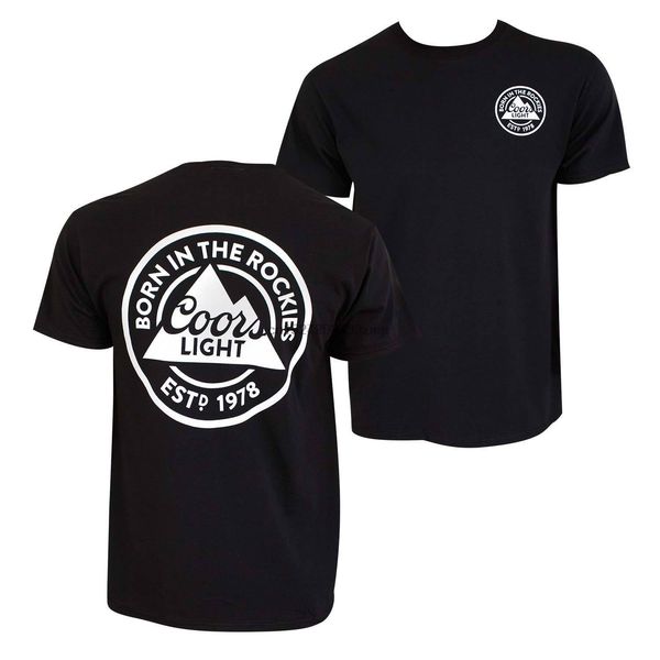 

coors light beer mountain двустороннее дизайн черная футболка мужская футболка casual tee shirt вокруг шеи топы летняя мода
