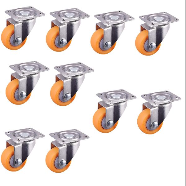 

10x 25mm, 13kg heavy duty nylon swivel caster wheels orange