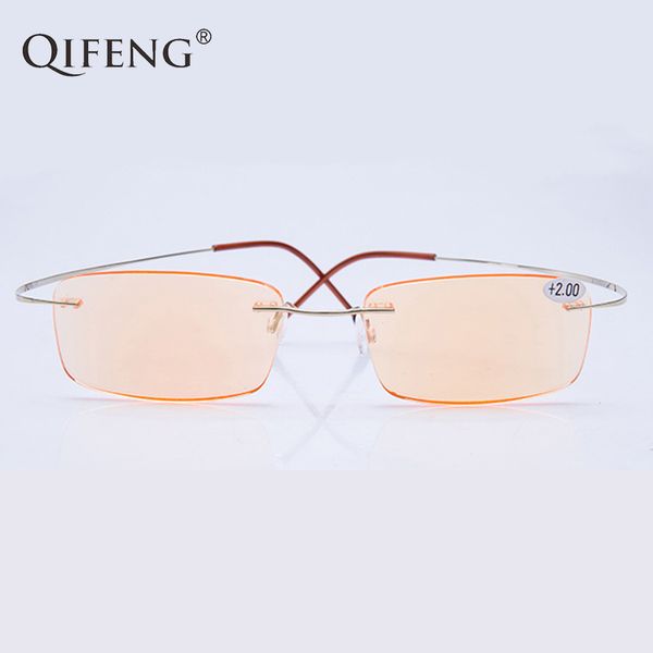 

qifeng titanium reading glasses men women rimless ultralight degree presbyopic eyeglasses male female +1.0+1.5+2.0+2.5+3.0 qf260, White;black