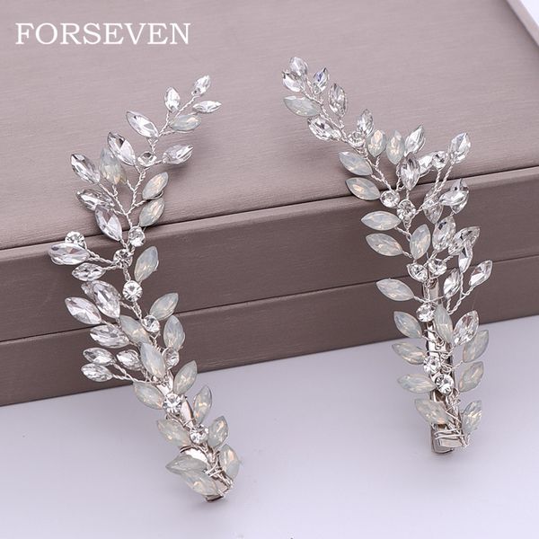 

2 pcs rhinestone headband clips bridal hair accessories tiaras headband with hairgrips wedding hair jewelry women's accessories, Golden;silver