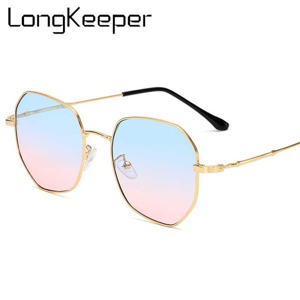 

longkeeper oversized polygon sunglasses women metal irregular sun glasses female retro gradient eyewear lunette de soleil femme, White;black