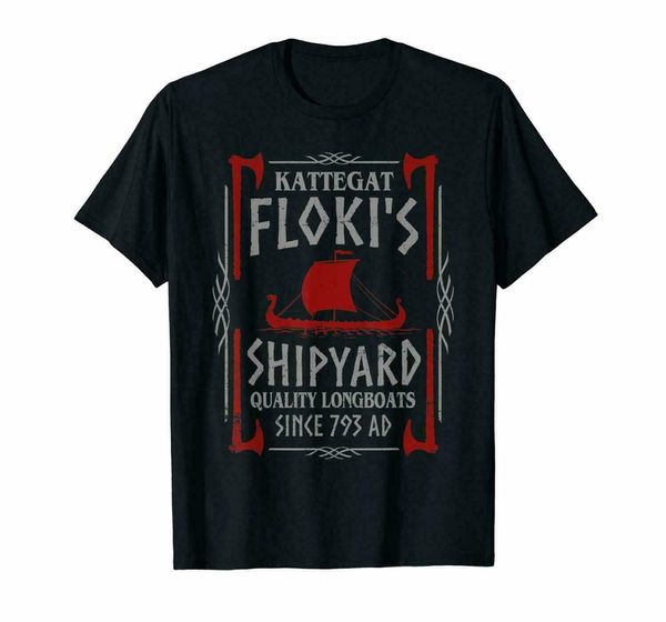 

kattegat floki's shipyard quality longboats vikings black t-shirt s-3xl summer style casual wear tee shirt