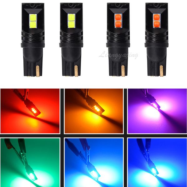 

2pcs t10 signal lamp t10 w5w led car interior reading light 3030 4smd 12v led auto wedge parking bulb white blue yellow red