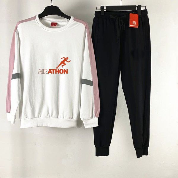 

20 FW Men Women Tracksuit with Famous Sport Style Autumn Winter Spring Pullover Hoodie+Pants Two Pieces Set Black White Asian Size M-4XL