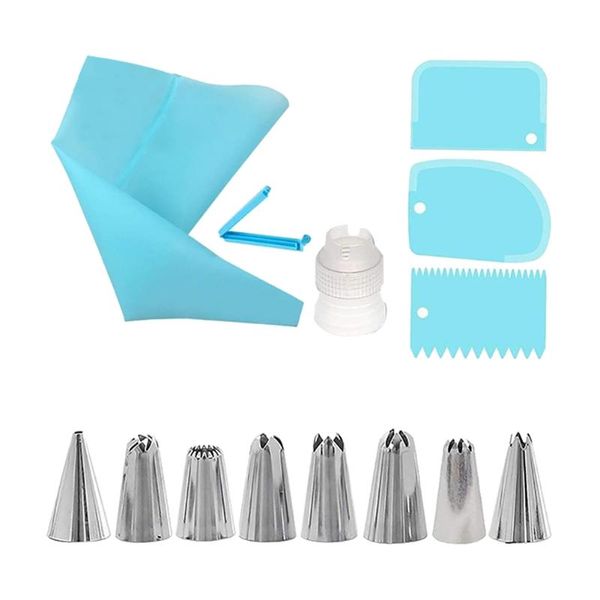 

14 pcs/set stainless steel nozzle diy cake decorating tip set mouth icing piping cream cookie baking decor tools